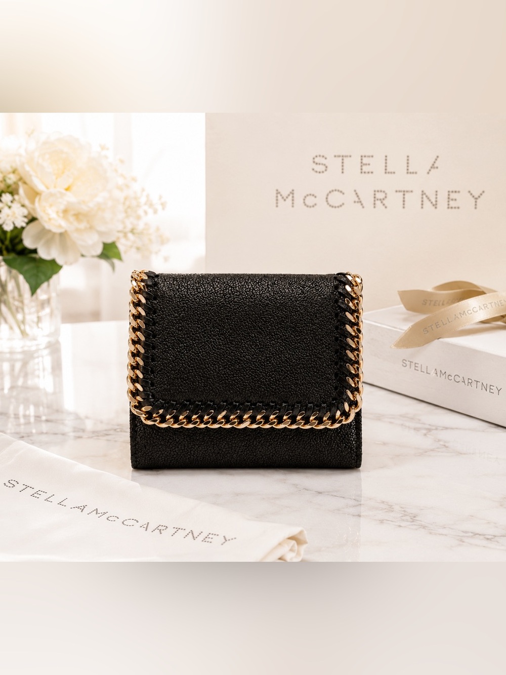 Stella McCartney Brown wallet with Gold Chain Trim-(GUC) (#0190)